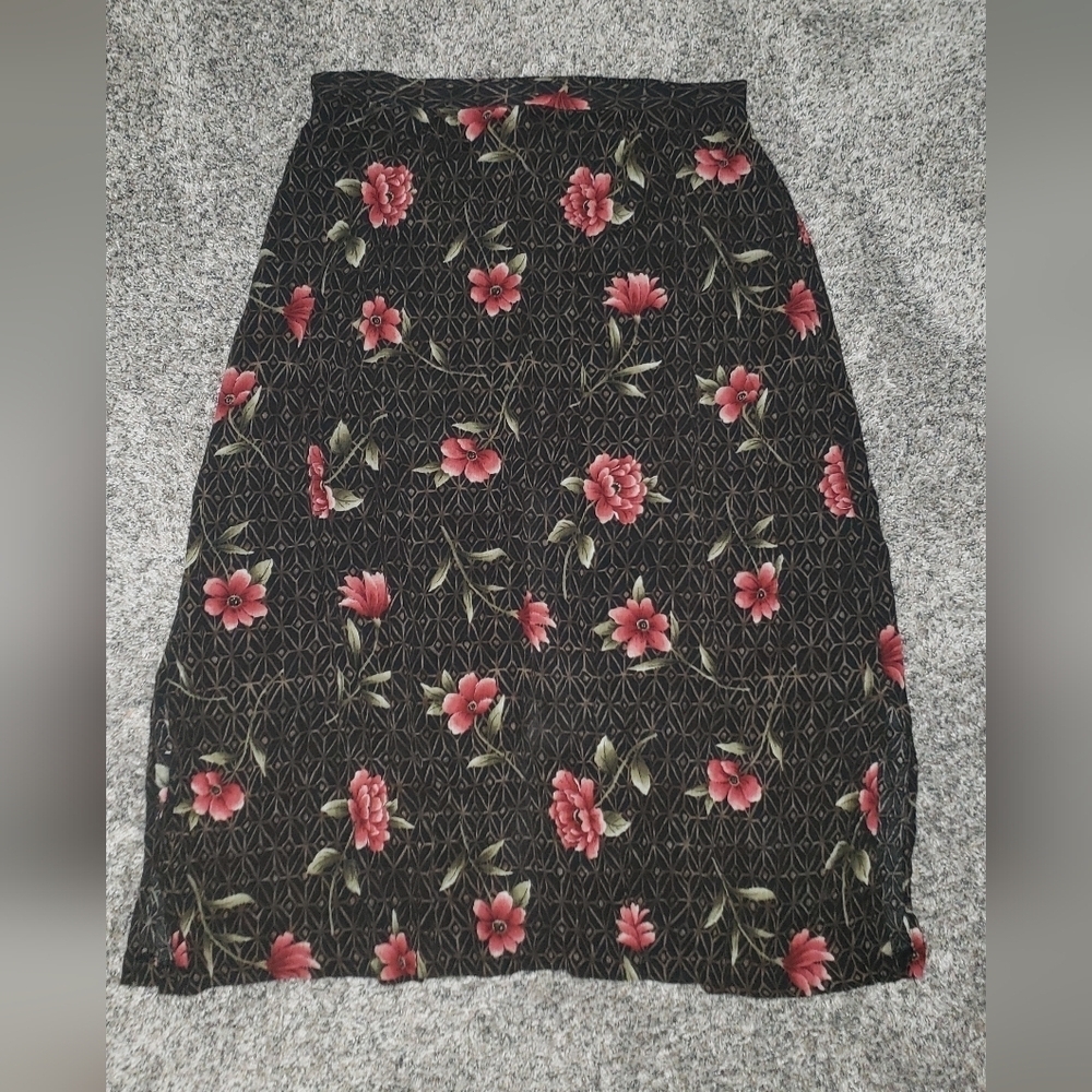 Jaclyn Smith| Floral Double Slit Midi Pencil Skirt